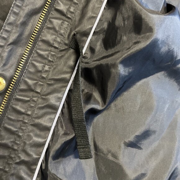 Tommy Hilfiger Waxed Utility Jacket Women's Blk Large With Gold Snaps & Zipper - Picture 11 of 13